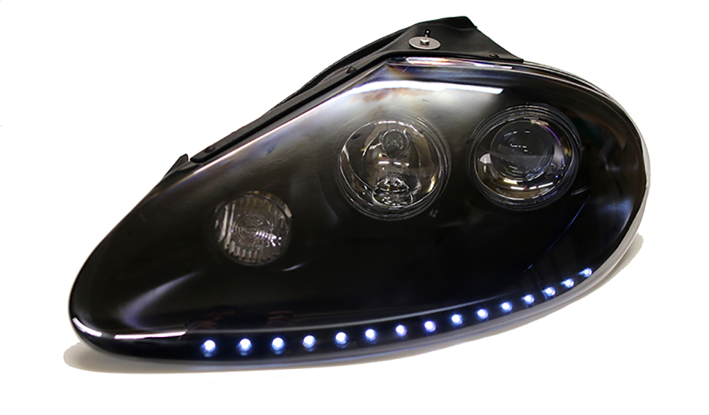 Jaguar headlights upgrade with LED DRLs
